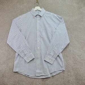Brooks Brothers Dress Shirt Men 16 Blue Check Cotton Button Down Formal Non Iron